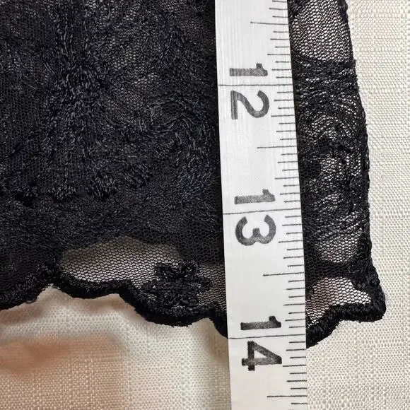 CHARLOTTE RUSSE Mesh Top Womens L Button Down Floral Embroidered Sheer Fairygoth - Picture 9 of 10